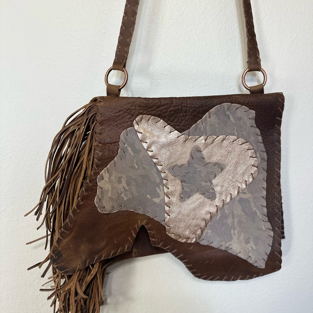 HippieRockStar Designs Handmade Crossbody Bag, Distressed Leather